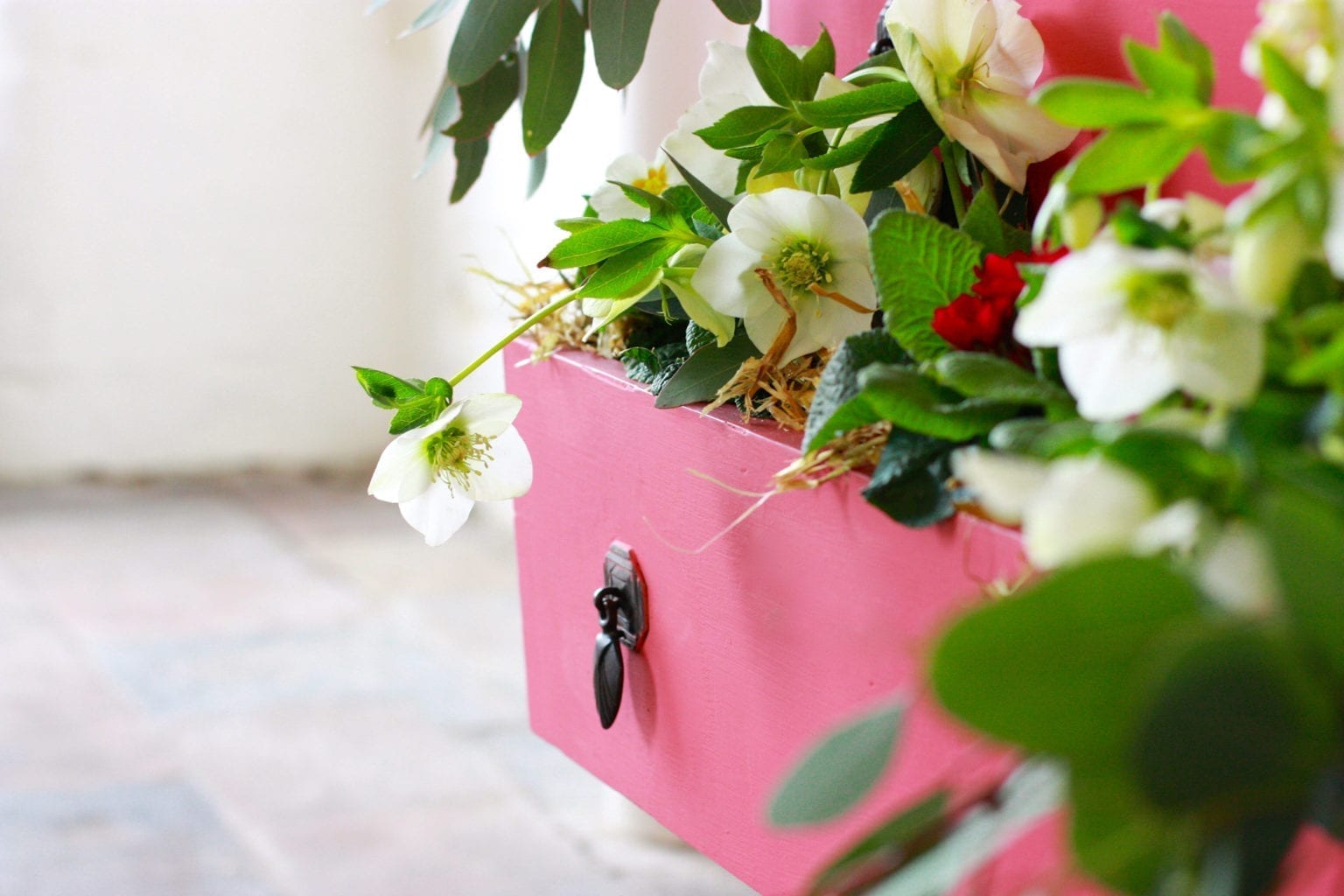 Coral hot pink chest of drawers by Annie Sloan Painters in Residence Abigail Ryan Bell painted with a mix of Chalk Paint®