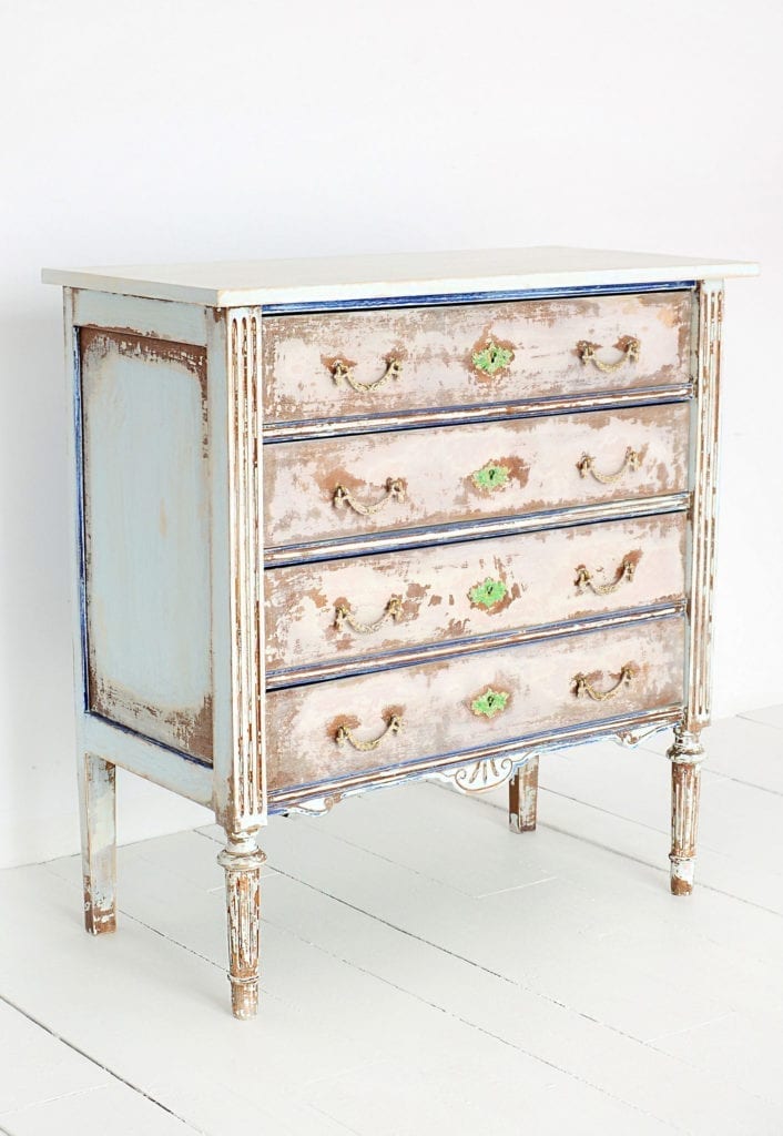 Decollage Chest of Drawers by Annie Sloan Painter in Residence Agnieszka Krawczyk painted with Chalk Paint®