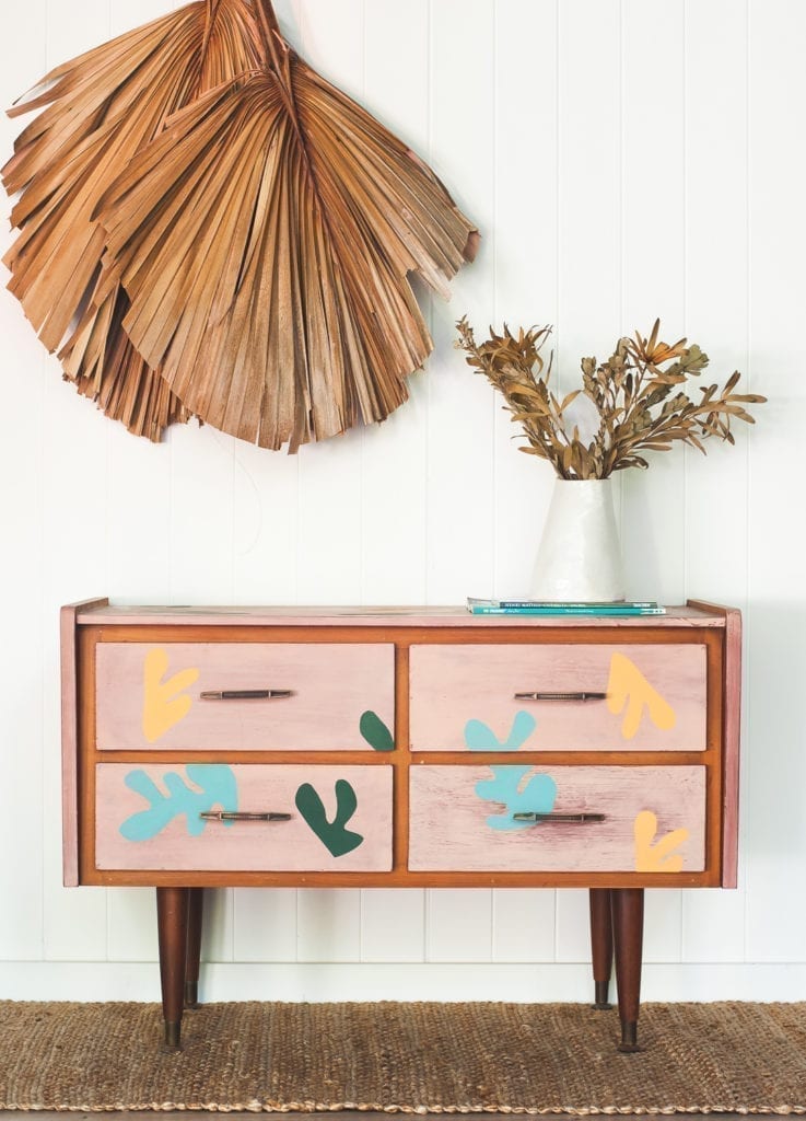 Matisse inspired mid-century lowboy cabinet by Annie Sloan Painter in Residence Polly Coulson with Chalk Paint®