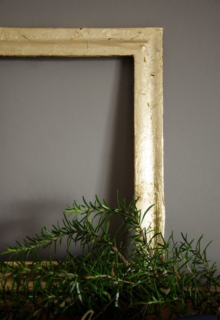 Frame painted with Chalk Paint® by Annie Sloan in Burgundy and covered with Gold Brass Leaf