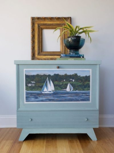 Riverscape by Annie Sloan Painter in Residence Karen Donnelly painted with Chalk Paint® in Duck Egg Blue