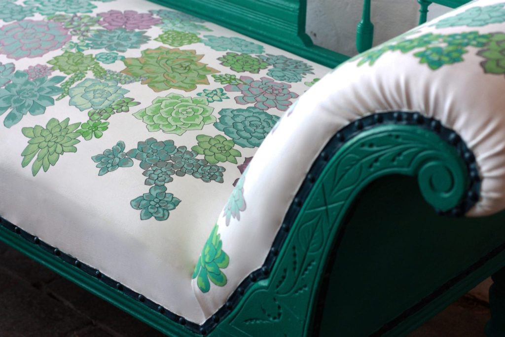 Succulent Chaise Longe by Annie Sloan Painters in Residence Abigail and Ryan painted with Chalk Paint® in Florence, greens and purples