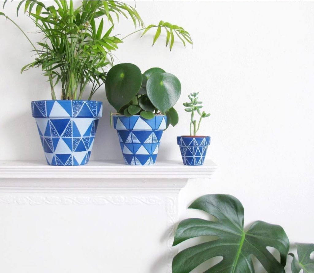 This Way To The Circus Etsy seller plant pots painted with Chalk Paint® by Annie Sloan in Napoleonic Blue and Old White