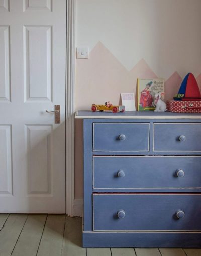 Upcycled chest of drawers painted with Chalk Paint® by Annie Sloan in Old Violet for a children's bedroom