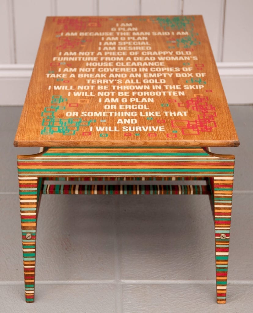 Witty Mid Century Pretend G Plan table by Annie Sloan Painter in Residence Tim Gould painted with Chalk Paint®