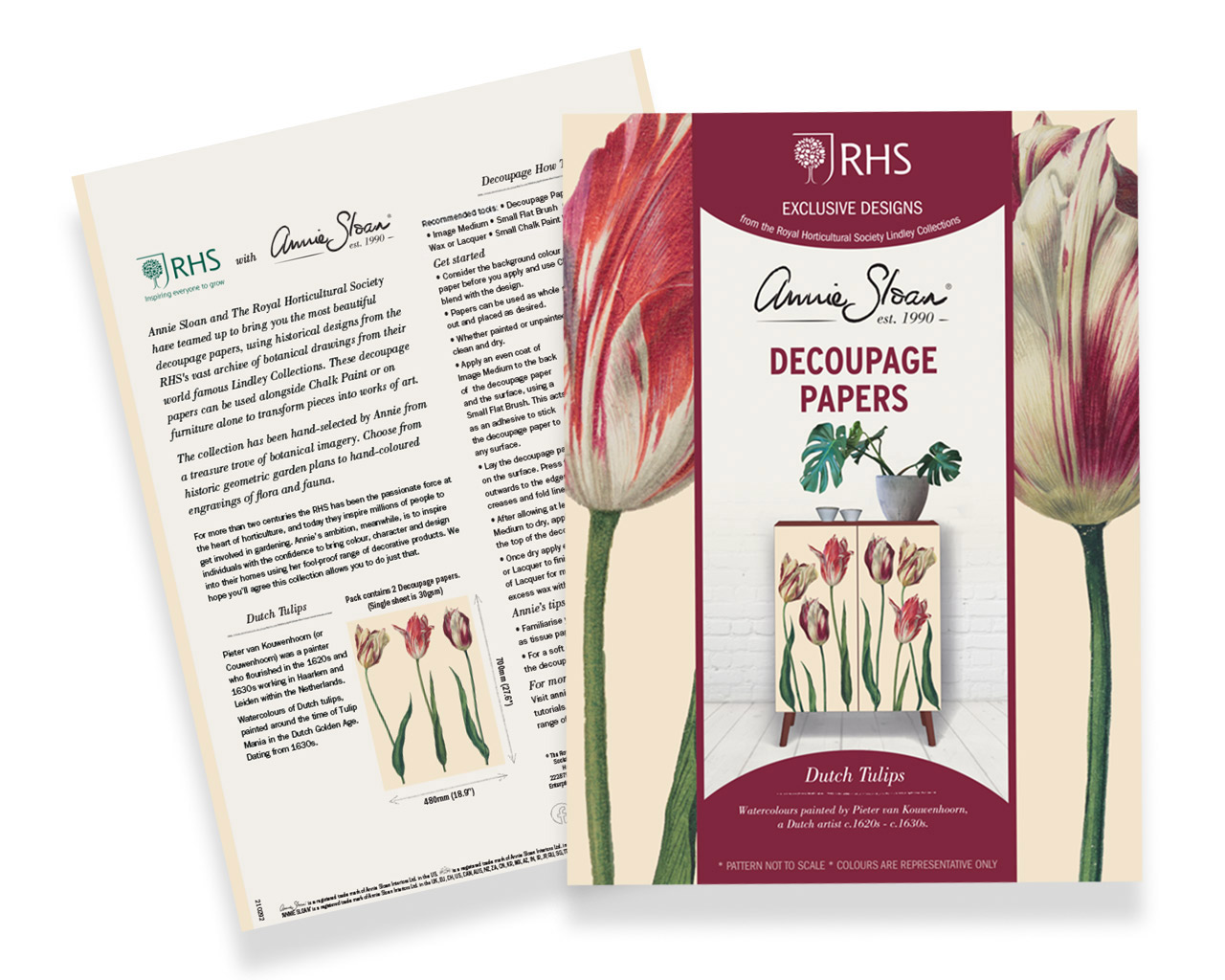 Dutch Tulips decoupage papers by Annie Sloan and RHS - Product shot