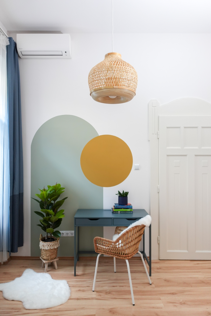 Circle and Arch Accent Wall Study in Annie Sloan Terre Verte and Carnaby Yellow