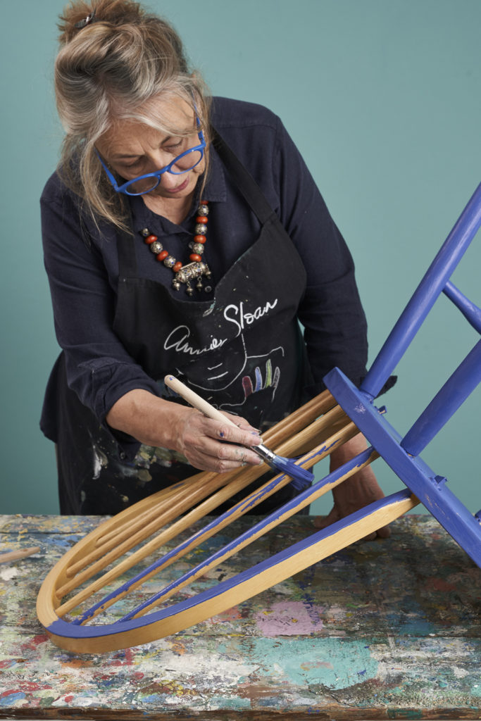 Annie Sloan Painting Chair in Napoleonic Blue Chalk Paint