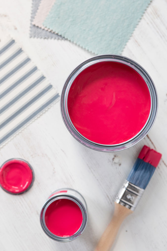 Flat Lay of Annie Sloan Capri Pink Chalk Paint Tins