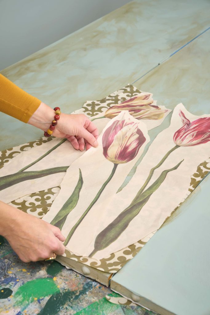 Dutch Tulips and Fleury Papers Being Collated into Design