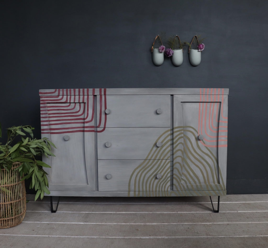The House Warmings Mid-Century Modern Chalk Paint™ Sideboard with Wave Design