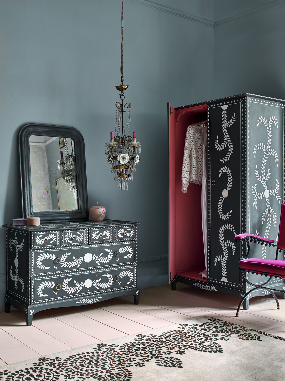 Annie Sloan Chalk Paint used on matching dresser and wardrobe