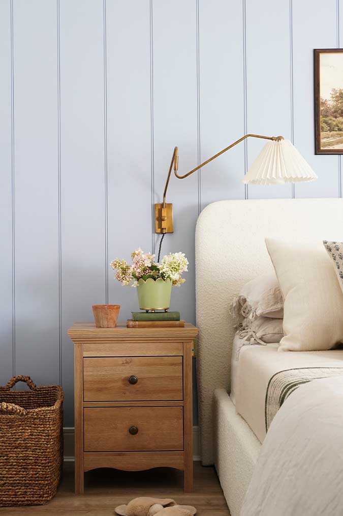 paint for cozy room and Bedside table