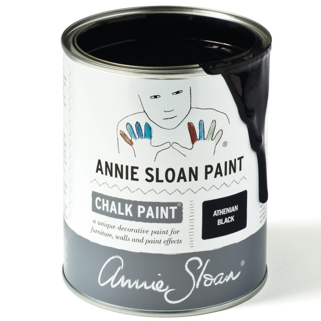 1 litre tin of Athenian Black Chalk Paint® furniture paint by Annie Sloan, a true black