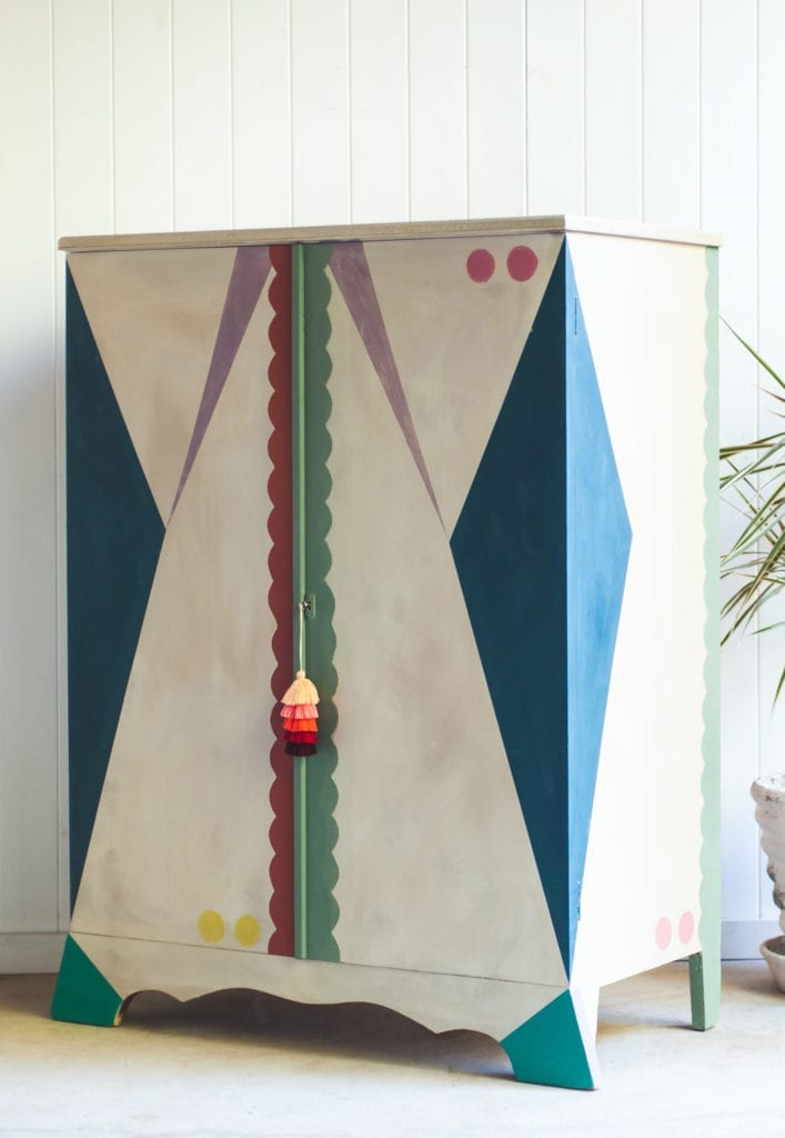 Memphis Group inspired cupboard painted by Painter in Residence Polly Coulson with Chalk Paint® by Annie Sloan before