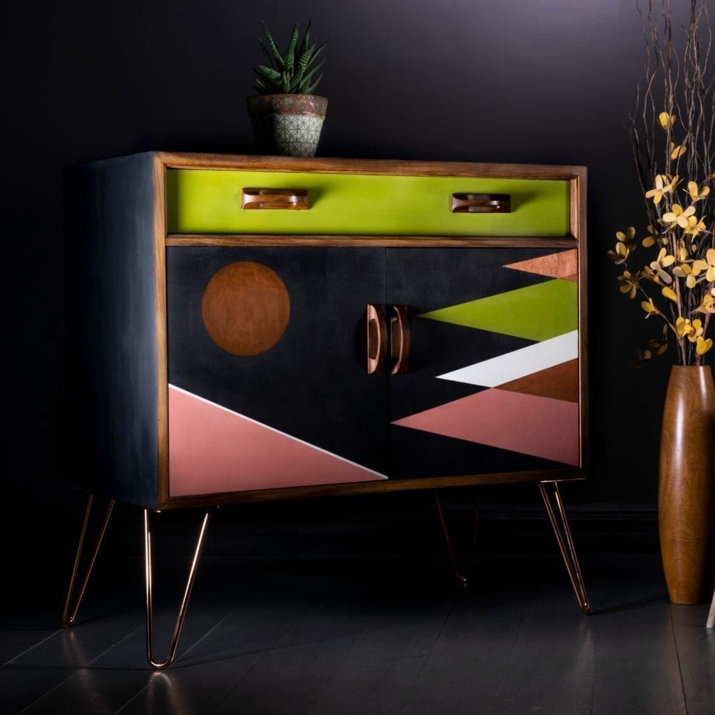 Modern Geometric Cabinet Painted in Firle Chalk Paint