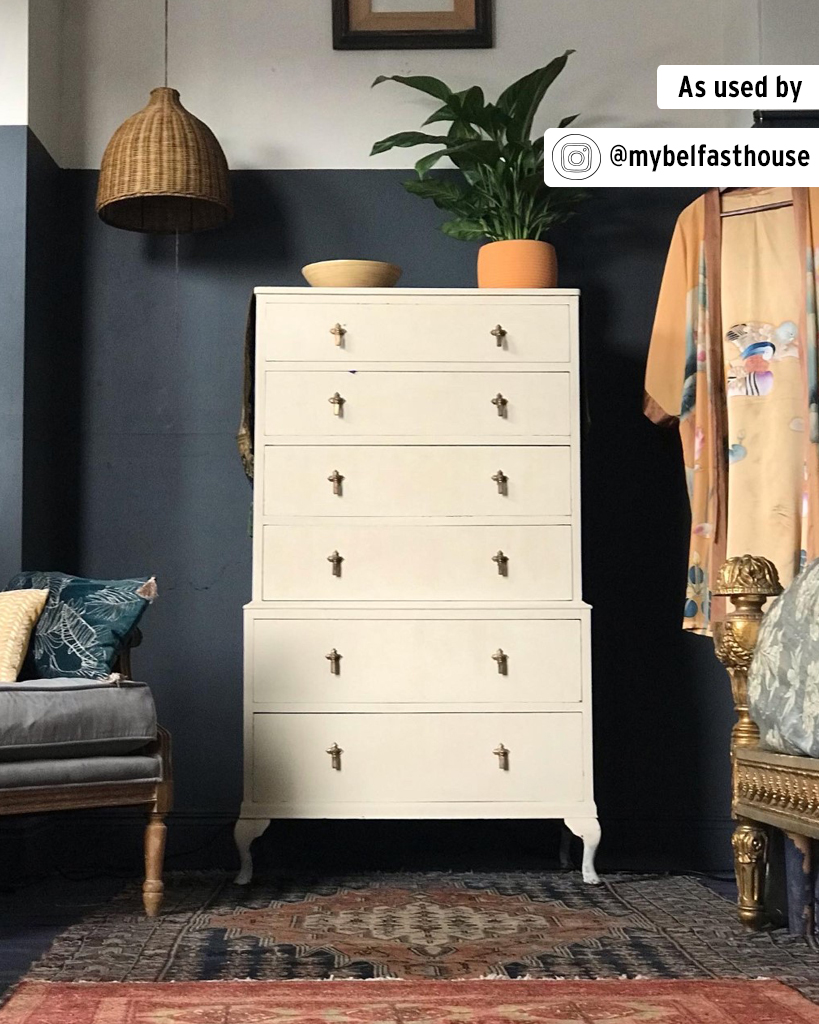 Annie Sloan Chalk Paint in Old Ochre Dresser featuring Chalk Paint Oxford Navy Floor