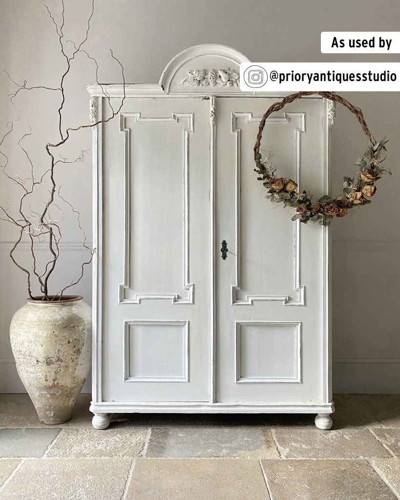 Large Armoire Chest Painted in Annie Sloan Old White Chalk Paint and Simply Staged