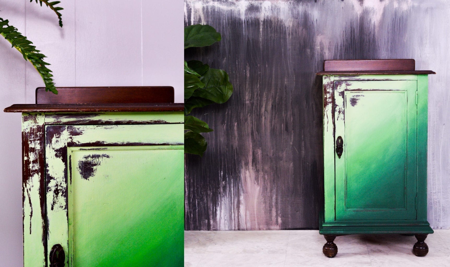 Annie Sloan Painter in Residence Charlie Massey of Girl in Blue Designs green ombre side cabinet painted with Chalk Paint®