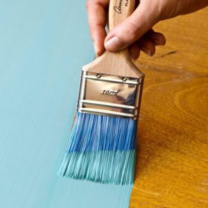 Annie Sloan painting Chalk Paint® in Provence using a Flat Brush