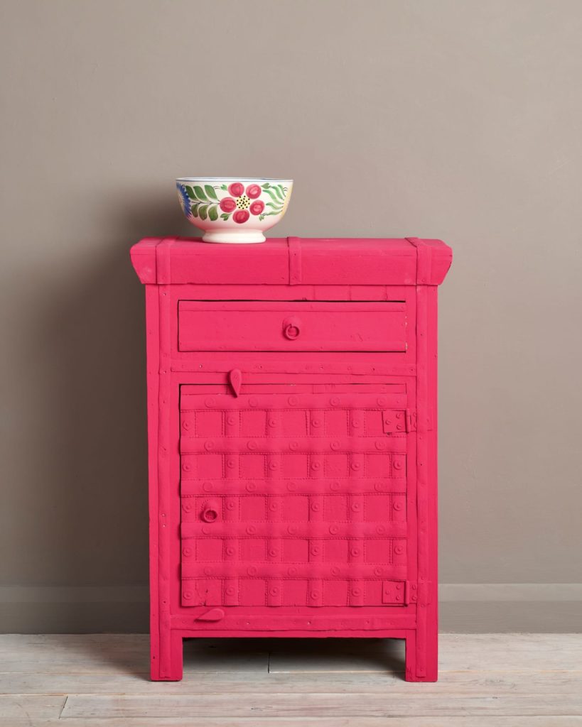 Side table painted with Chalk Paint® in Capri Pink, a bright, hot pink