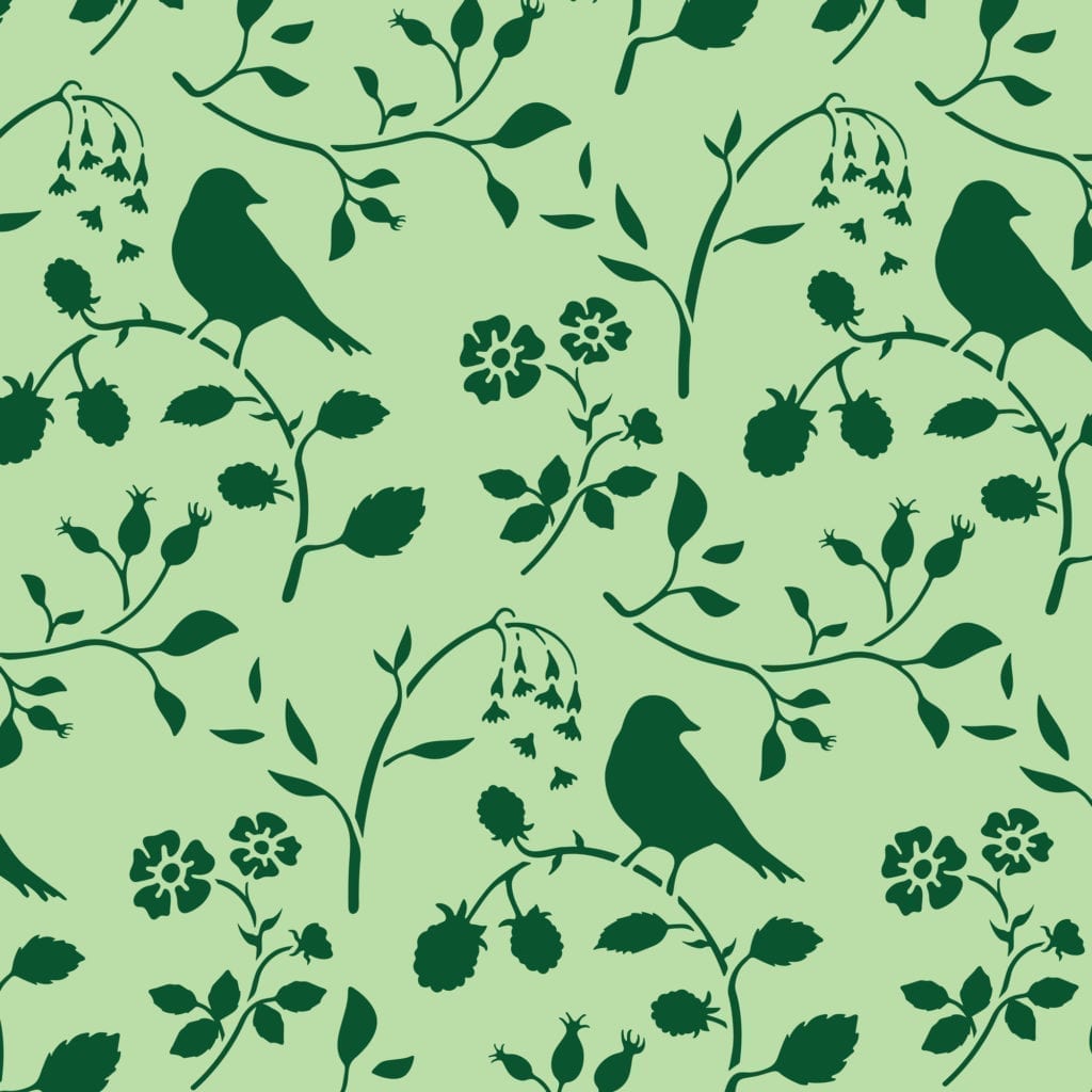 Countryside Bird Stencil by Annie Sloan design in Lem Lem and Amsterdam Green