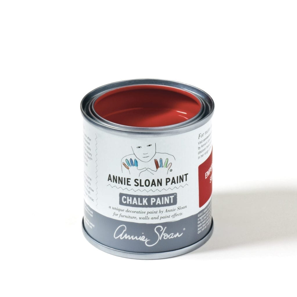 120ml tin of Emperor's Silk Chalk Paint® furniture paint by Annie Sloan, a bright, pure red