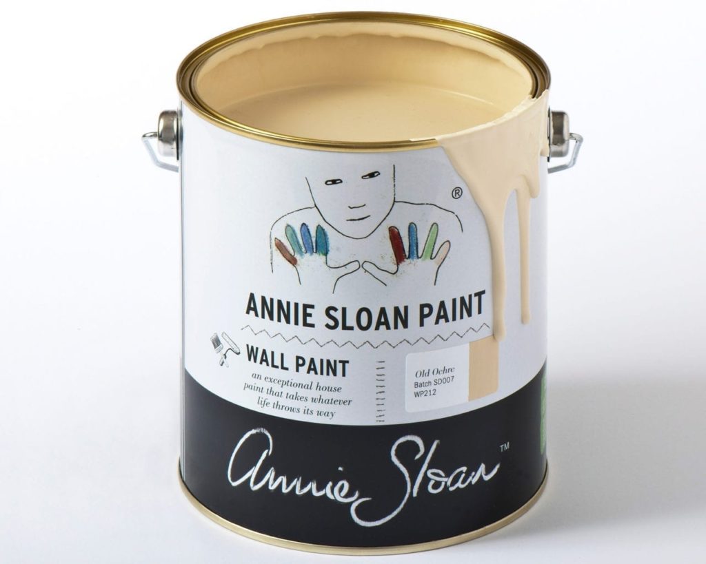 2.5 litre tin of Wall Paint by Annie Sloan in Old Ochre, a soft warm neutral beige cream