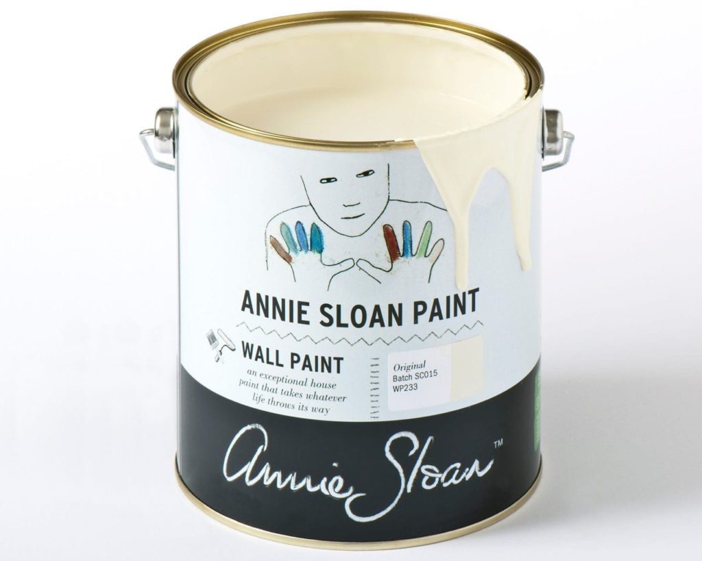 2.5 litre tin of Wall Paint by Annie Sloan in Original, a warm slightly creamy soft white