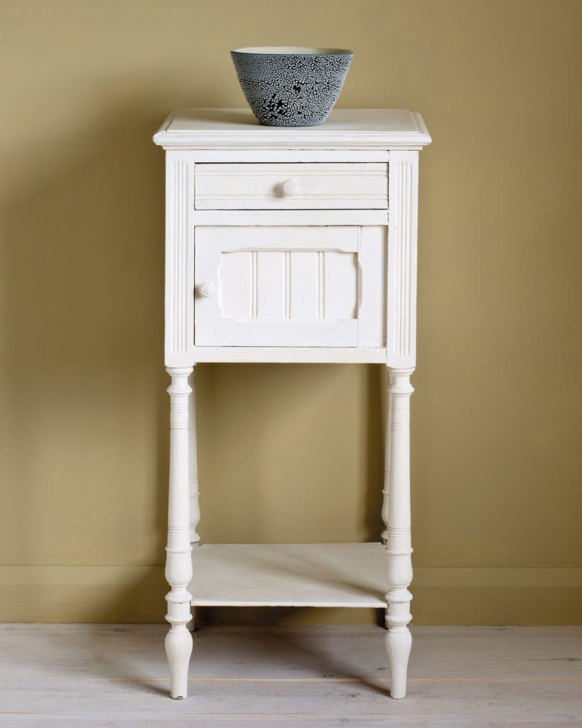 Side table painted with Chalk Paint® furniture paint by Annie Sloan in Original, a warm slightly creamy soft white