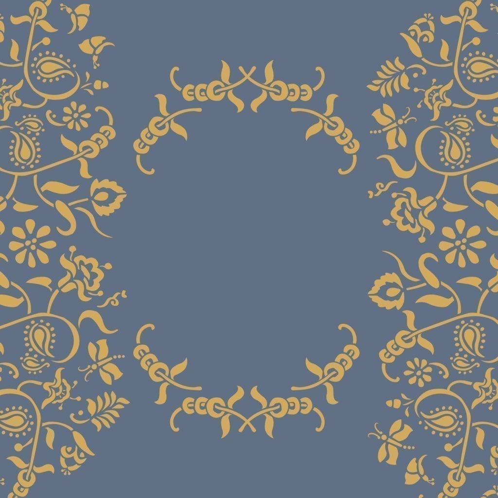 Paisley Floral Garland Stencil by Annie Sloan design in Old Violet and mustard mix