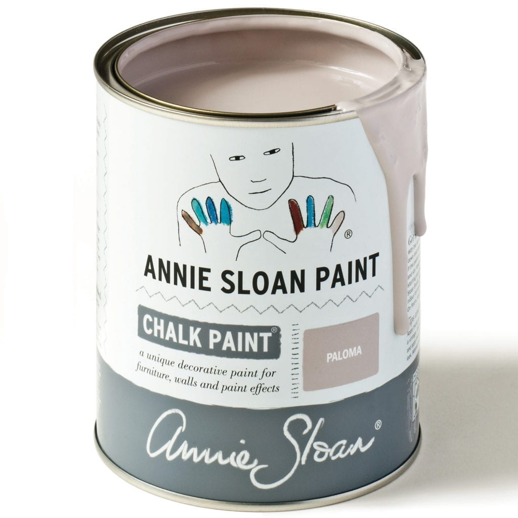 I litre tin of Paloma Chalk Paint® furniture paint by Annie Sloan, a sophisticated warm grey taupe lilac