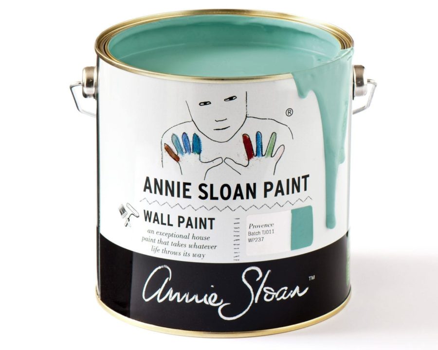 2.5 litre tin of Wall Paint by Annie Sloan in Provence, a light blue-green turquoise
