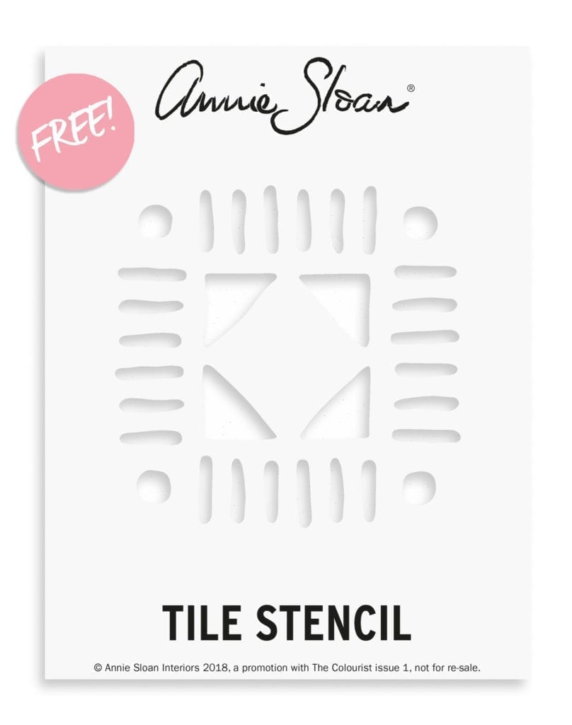 The free Tile stencil from The Colourist Issue 1 by Annie Sloan