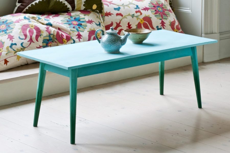 Ombre coffee table painted with Chalk Paint® furniture paint by Annie Sloan in Provence and Florence