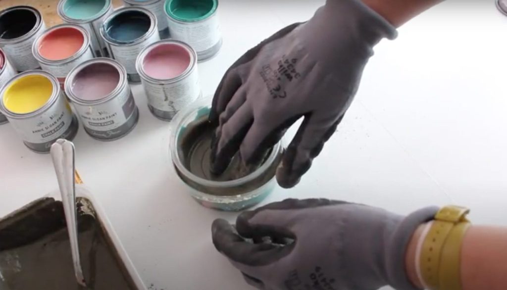 Annie Sloan Painter in Residence Hester van Overbeek making concrete pots with Chalk Paint®