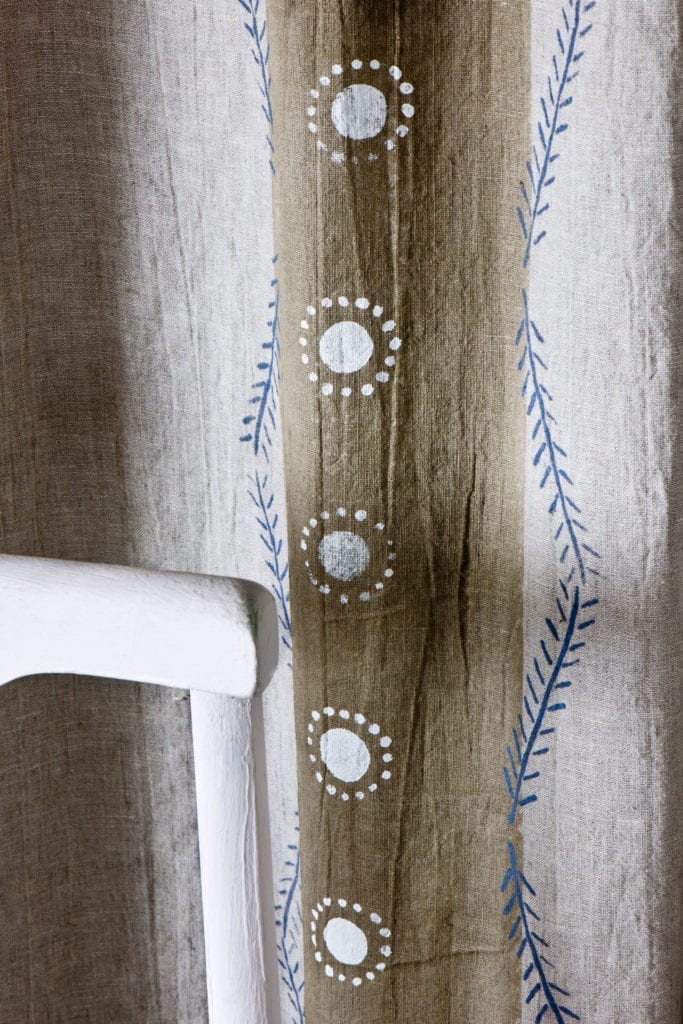 Dyed Painted and Stencilled Curtain with Chalk Paint® in Chateau Grey by Annie Sloan