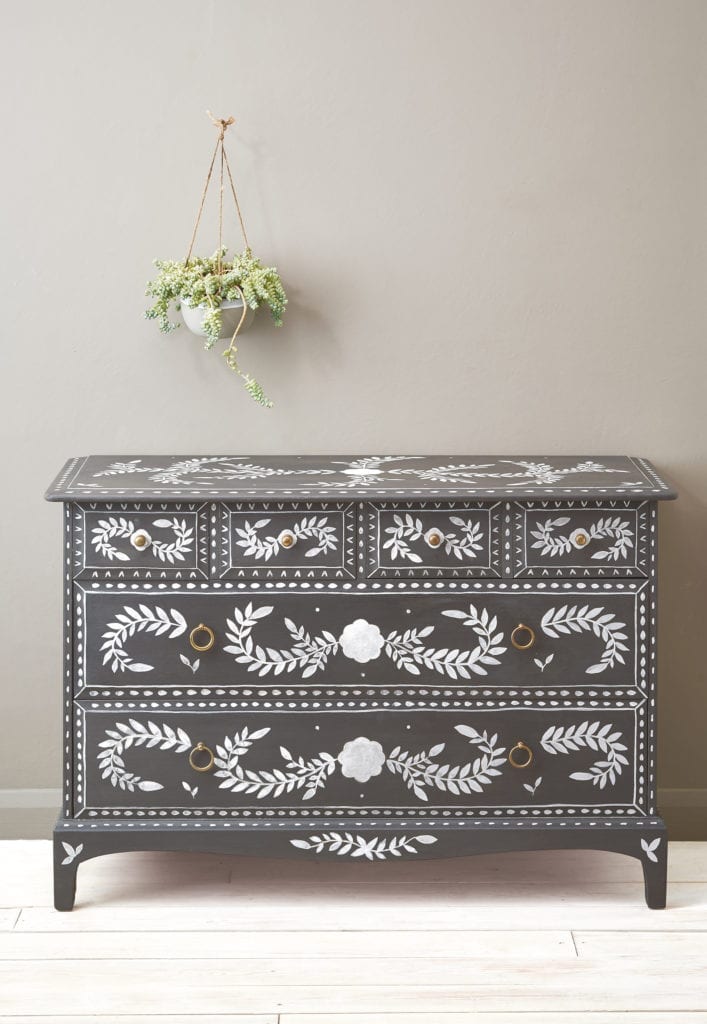 Faux Bone Inlay Drawers by Dominique Malacarne painted with Chalk Paint® and Pearlescent Glaze by Annie Sloan from The Colourist Issue 4