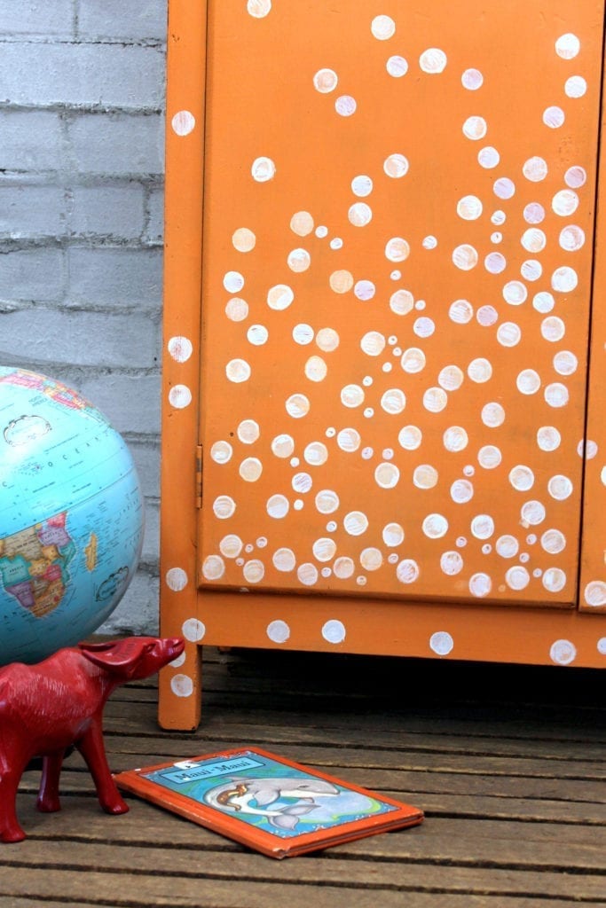 Polka Dot Wardobe by Annie Sloan Painter in Residence Beau Ford painted with Chalk Paint® in Barcelona Orange and Provence