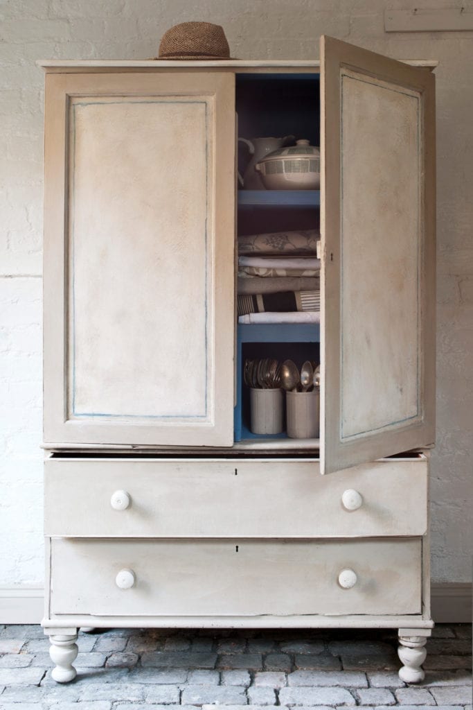 Swedish Linen Cupboard painted with Chalk Paint® by Annie Sloan in Country Grey and Original