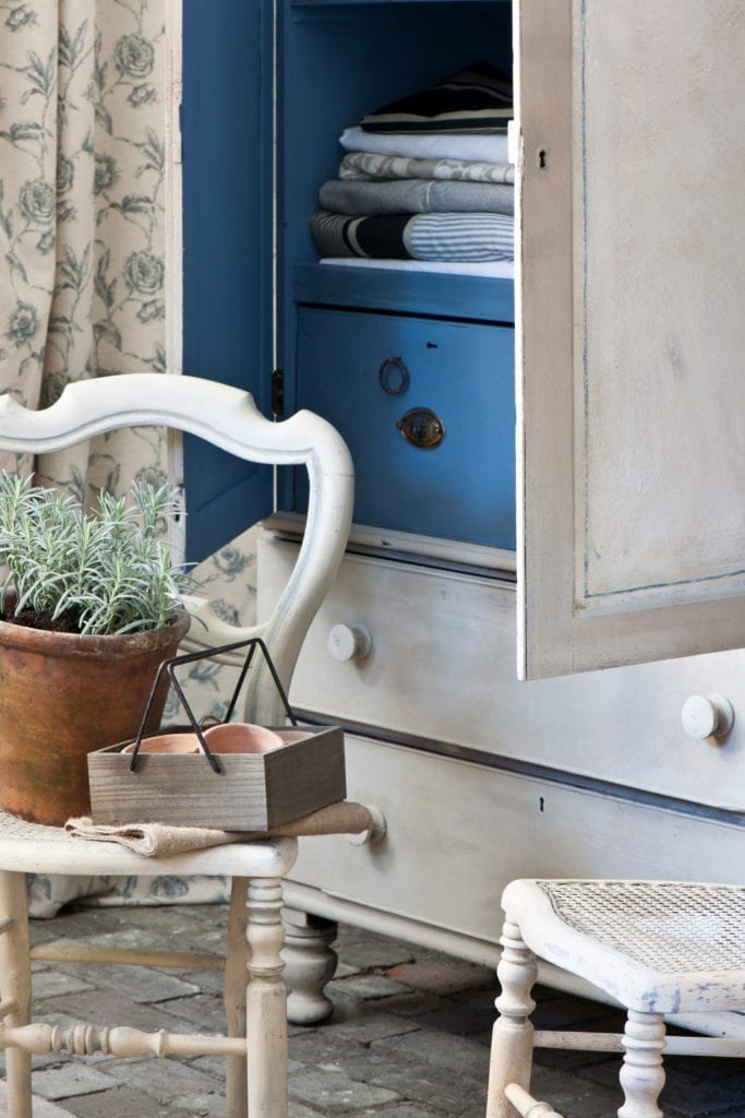 Swedish Linen Cupboard painted with Chalk Paint® by Annie Sloan in Country Grey and Original
