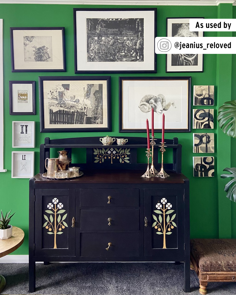 Schinkel Green Feature Wall featuring Painting Gallery and Chalk Painted Decorative Furniture