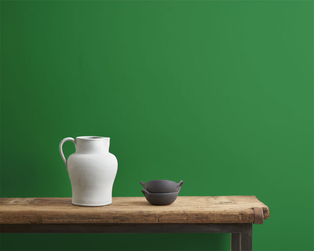 Schinkle Green wall paint by Annie Sloan painted on a wall