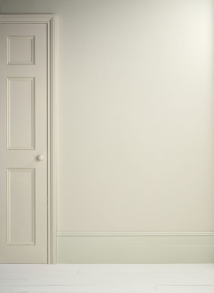 Lifestyle Image of Annie Sloan Satin Paint in Cotswold Green used on door and skirting