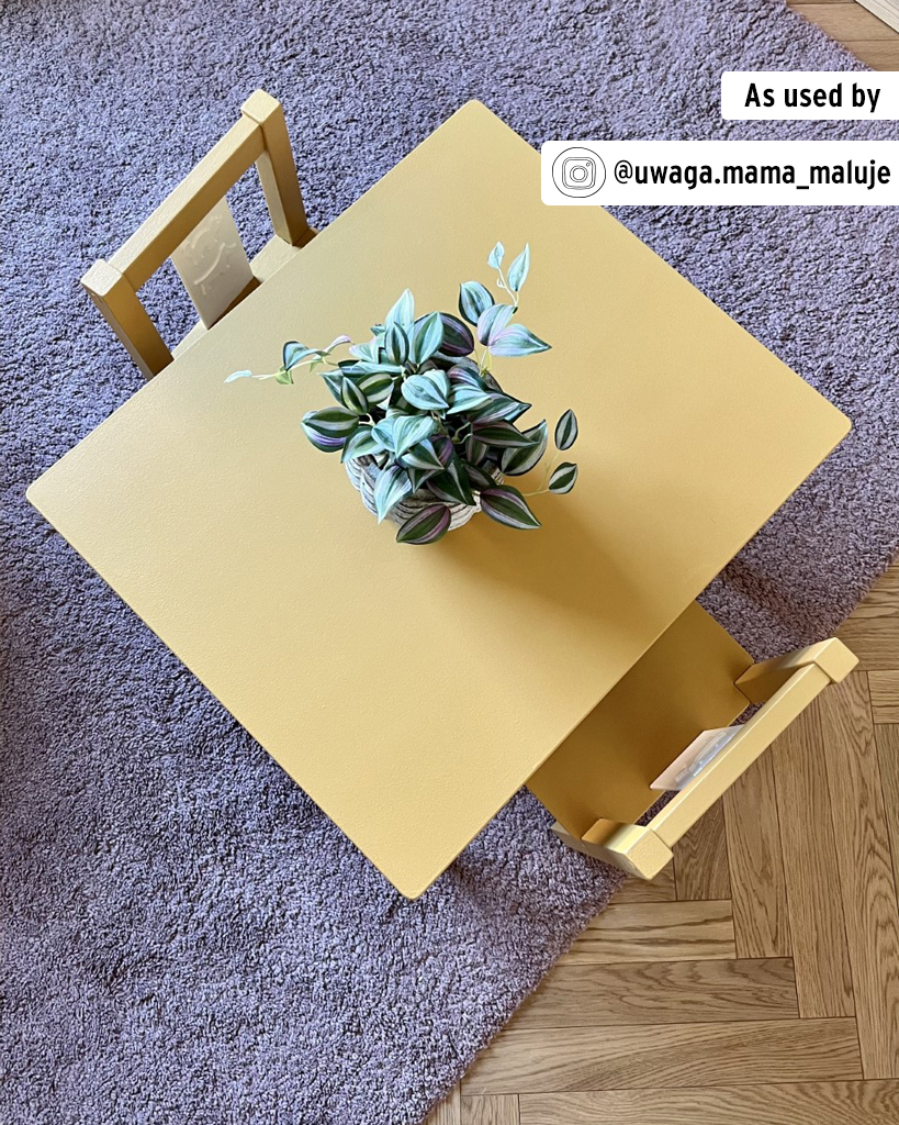 Children's Table and Chairs in Child's Bedroom Painted in Annie Sloan Satin Paint in Carnaby Yellow