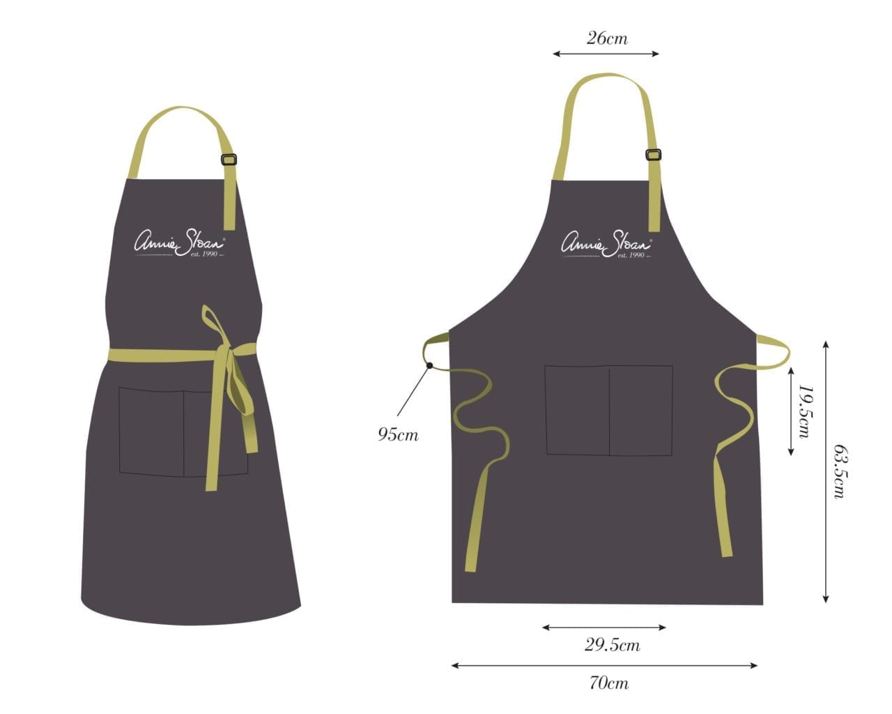 The Annie Sloan Apron illustration and measurements