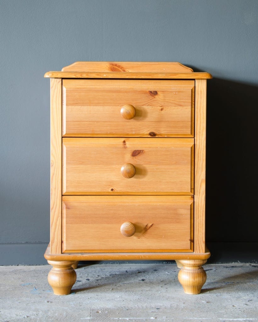 Side table before its painted with products from the Mini Project Pack