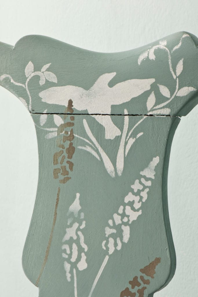 Duck Egg Blue Stencilled Chair painted with Chalk Paint® and stencils by Annie Sloan