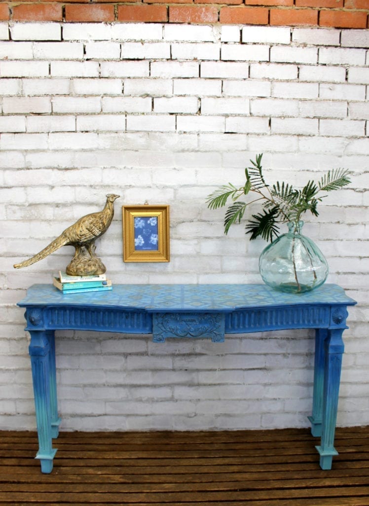 Blue Ombre Console Table by Annie Sloan Painter in Residence Beau Ford painted with Chalk Paint® in Greek Blue and Provence