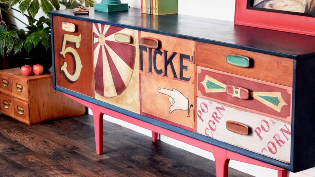 Vintage Circus Sideboard by Annie Sloan Painter in Residence Jonathon Marc Mendes painted with Chalk Paint®